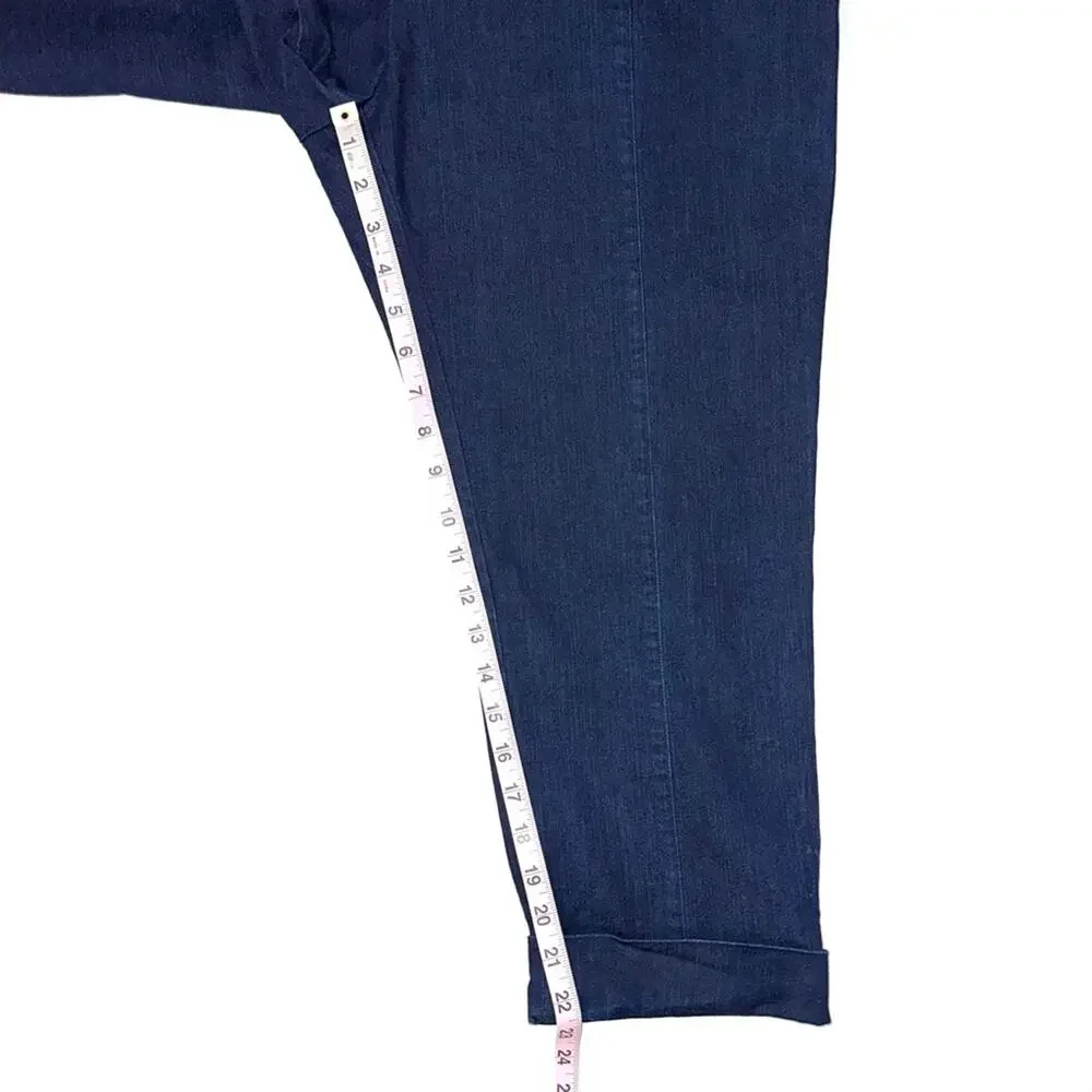 ModCloth Dark Wash Denim Center Seam Cropped Retro Pull On Capris Size 1X